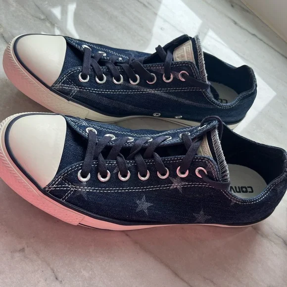 CHUCK TAYLOR CONVERSE DENIM FLAG SNEAKERS STARS STRIPES 4th JULY Mens 9.5 /W11.5 - Picture 2 of 16